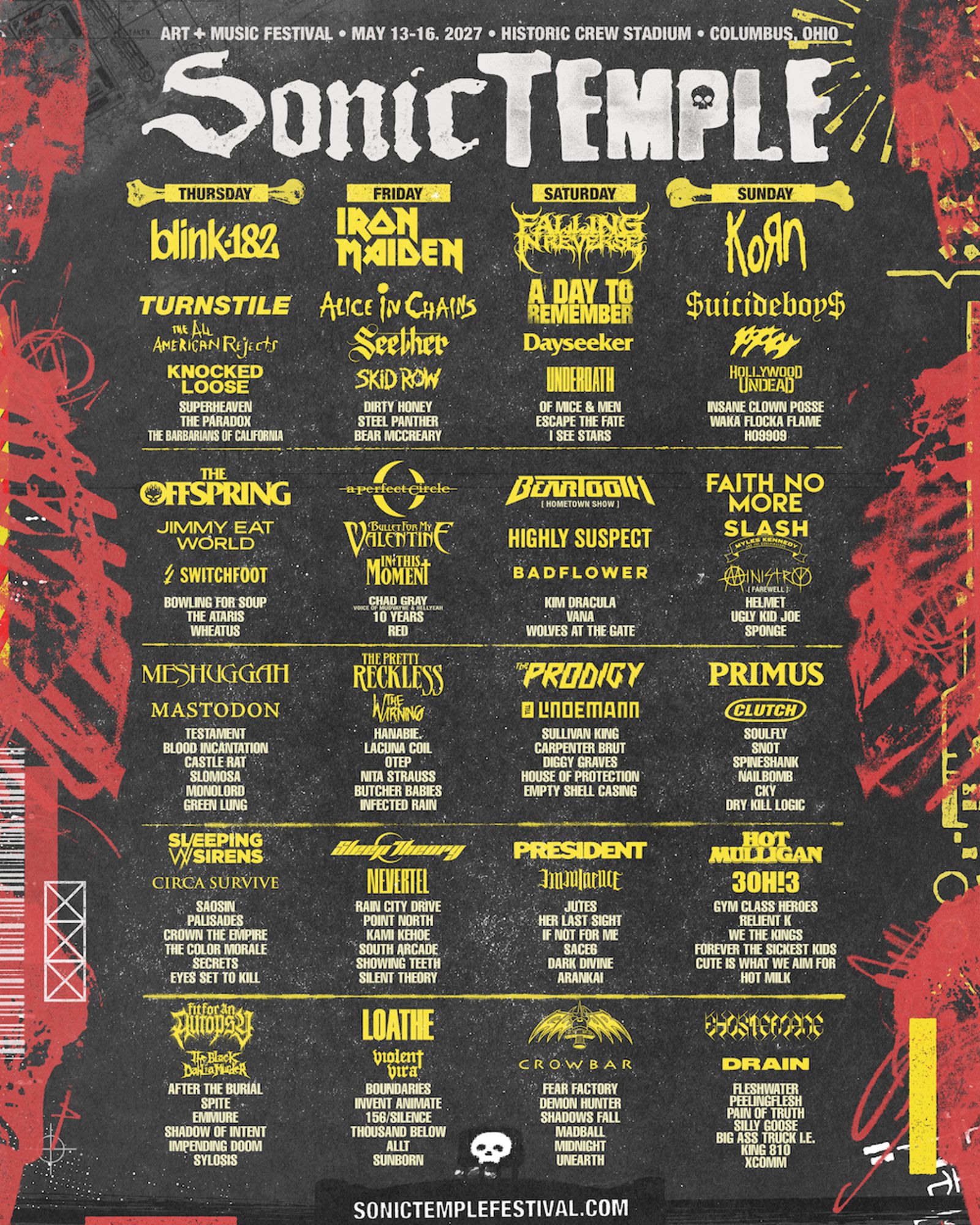 Sonic Temple 2027 just dropped the full lineup and Columbus is going to need a bigger stadium